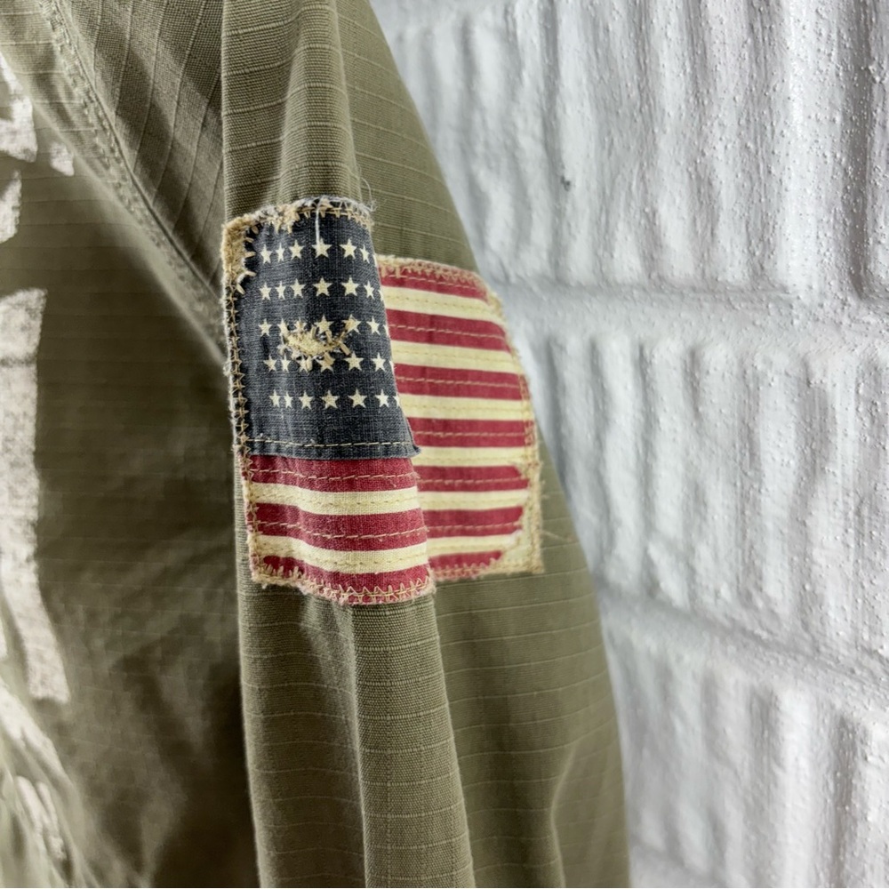 Polo Ralph Lauren American Flag Patch Green Military Jacket Youth Small 8 - Picture 4 of 6